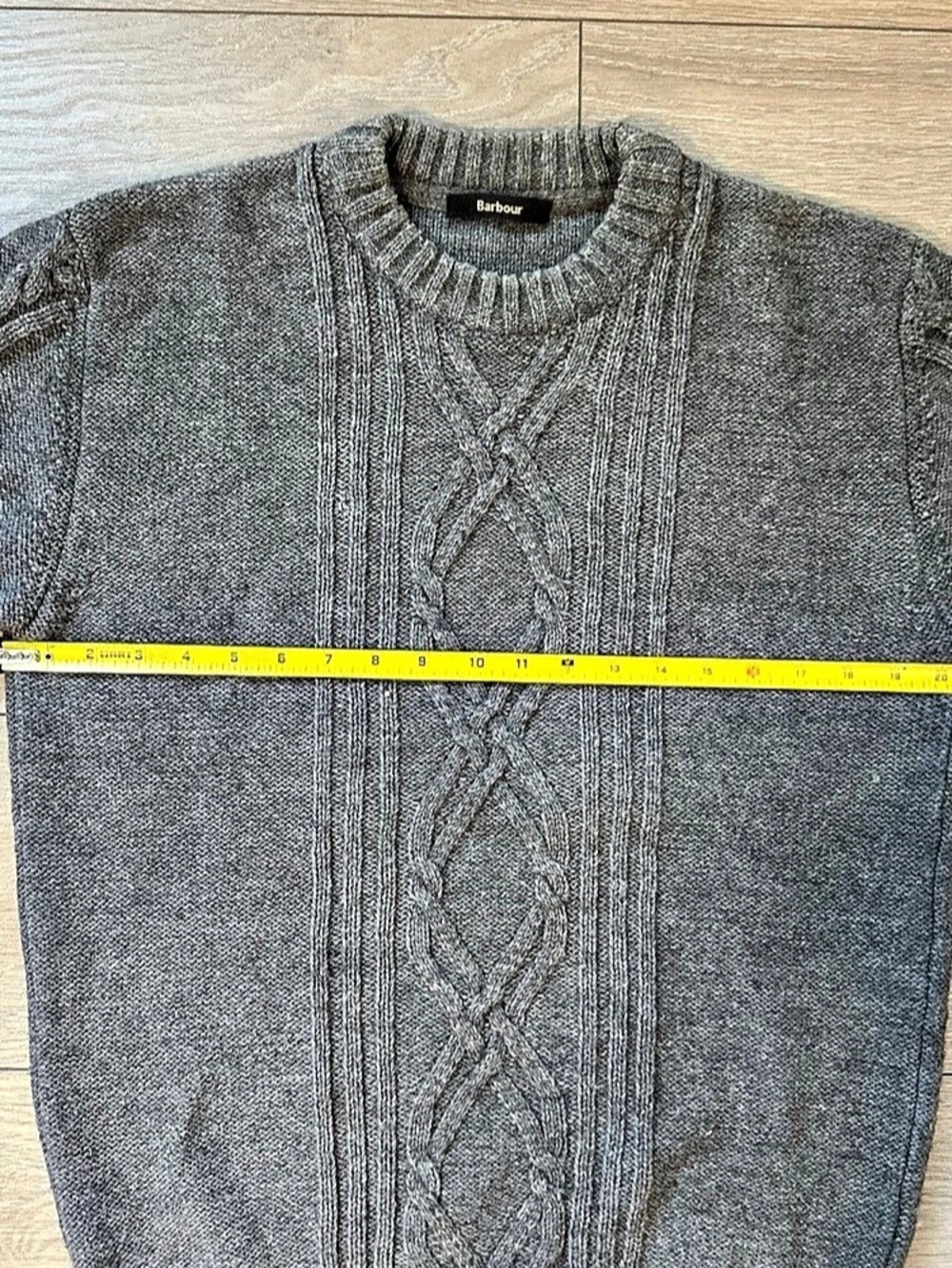 BARBOUR Men’s Size M Charcoal Grey Bedale Chunky Cable knit Sweater - Picture 8 of 11
